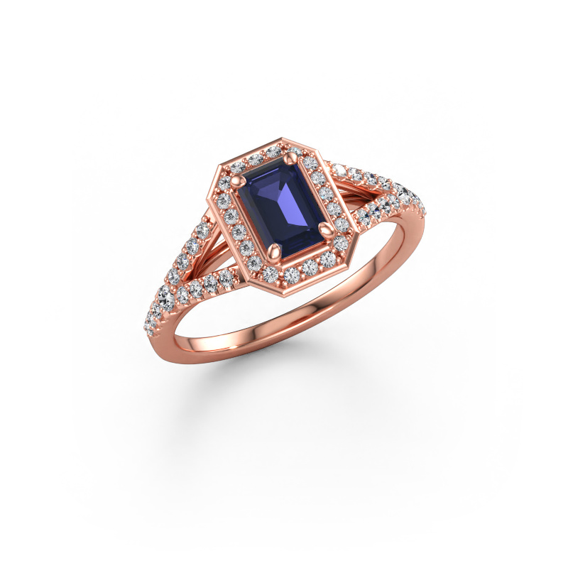 Immagine di Anello di fidanzamento Pamela EME 585 oro rosa Zaffiro 6x4 mm
