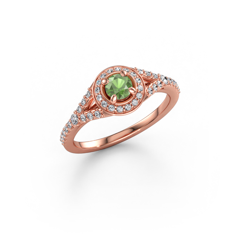 Immagine di Anello di fidanzamento Pamela RND 585 oro rosa Tormalina verde 4 mm