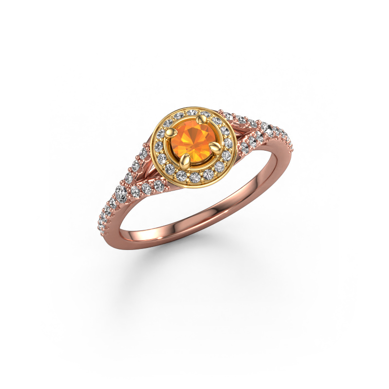 Image de Bague de fiançailles Pamela RND 585 or rose Citrine 4 mm