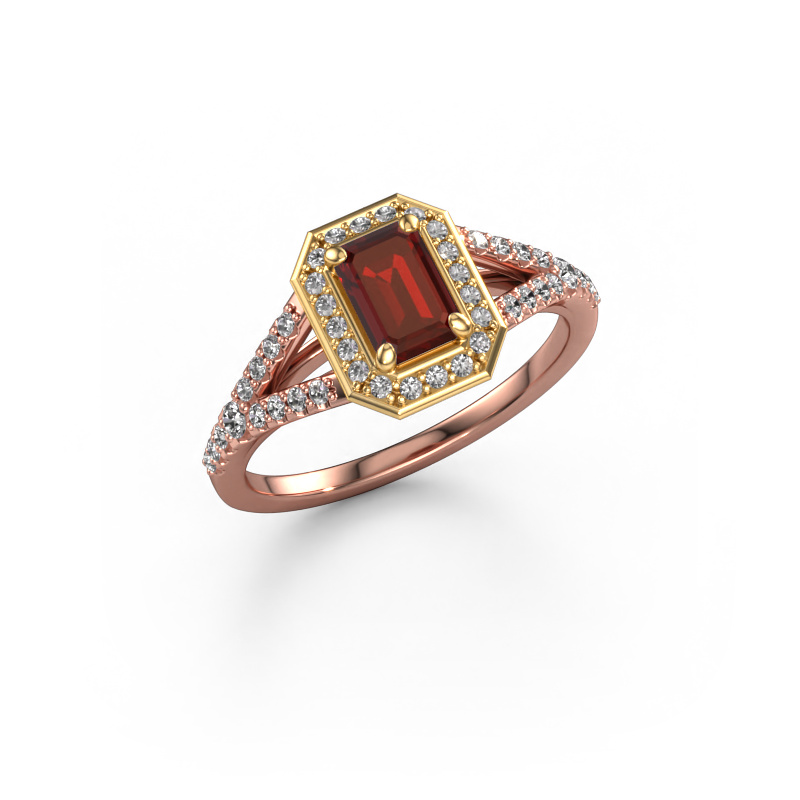 Image de Bague de fiançailles Pamela EME 585 or rose Grenat 6x4 mm