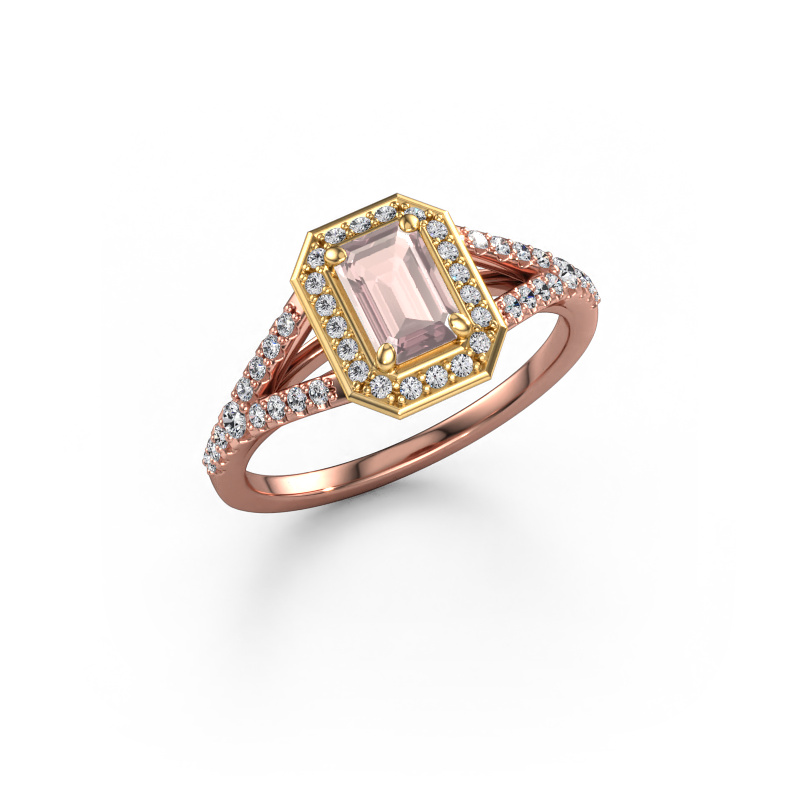 Image of Engagement ring Pamela EME 585 rose gold Morganite champagne 6x4 mm