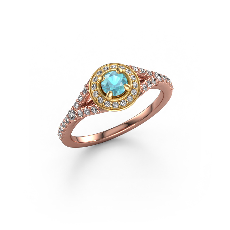 Image de Bague de fiançailles Pamela RND 585 or rose Topaze bleue 4 mm