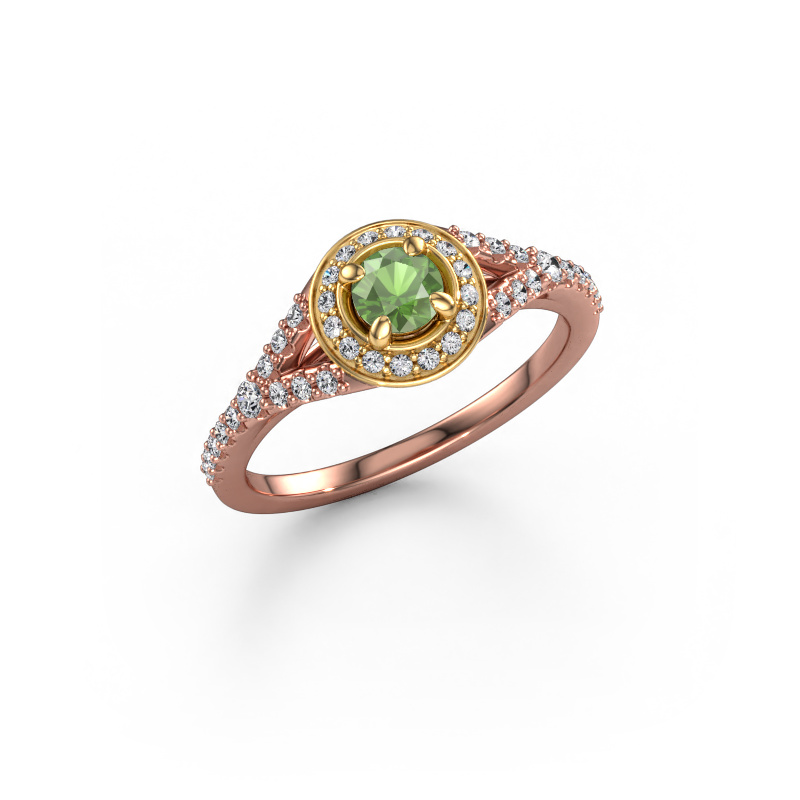 Image de Bague de fiançailles Pamela RND 585 or rose Vert tourmaline 4 mm