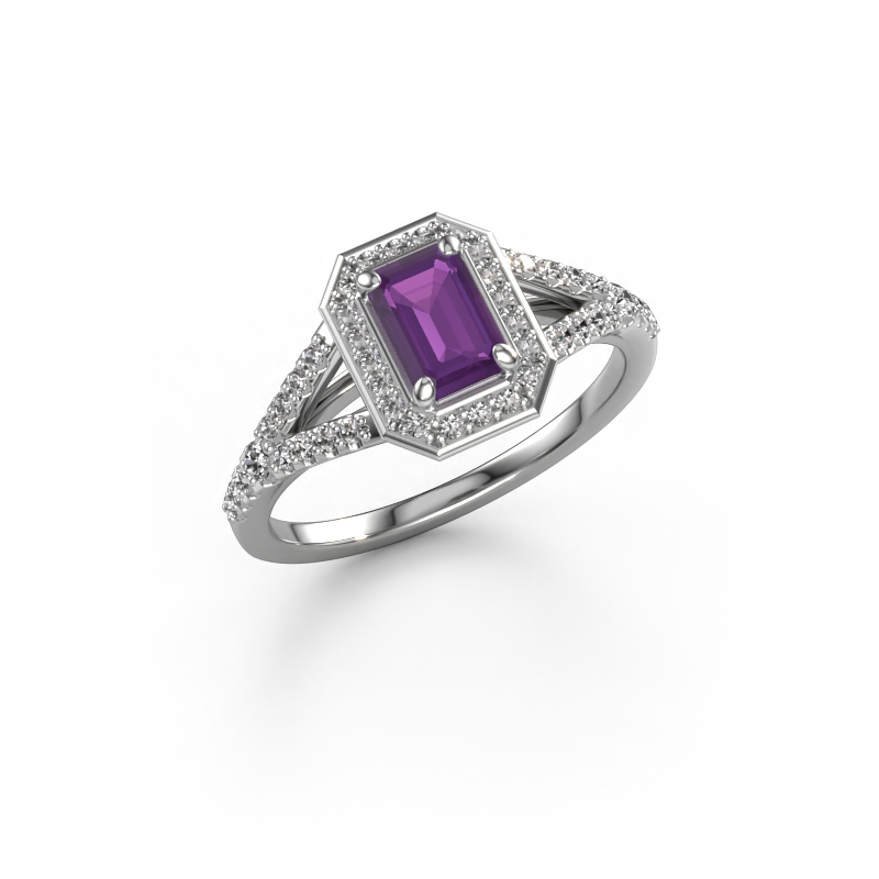 Image of Engagement ring Pamela EME 950 platinum Amethyst 6x4 mm