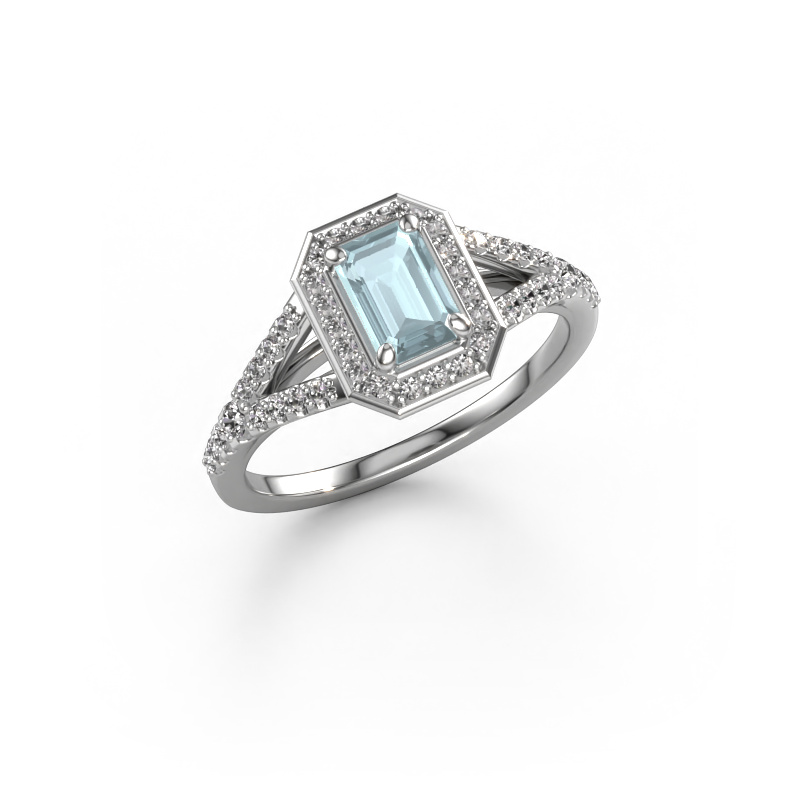 Image of Engagement ring Pamela EME 950 platinum Aquamarine 6x4 mm