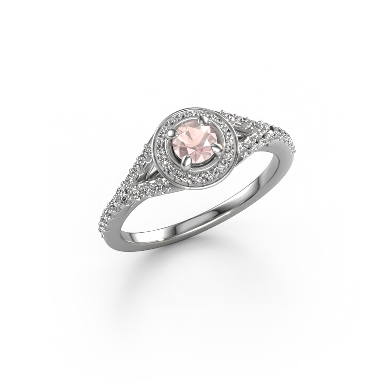 Image of Engagement ring Pamela RND 950 platinum Morganite champagne 4 mm
