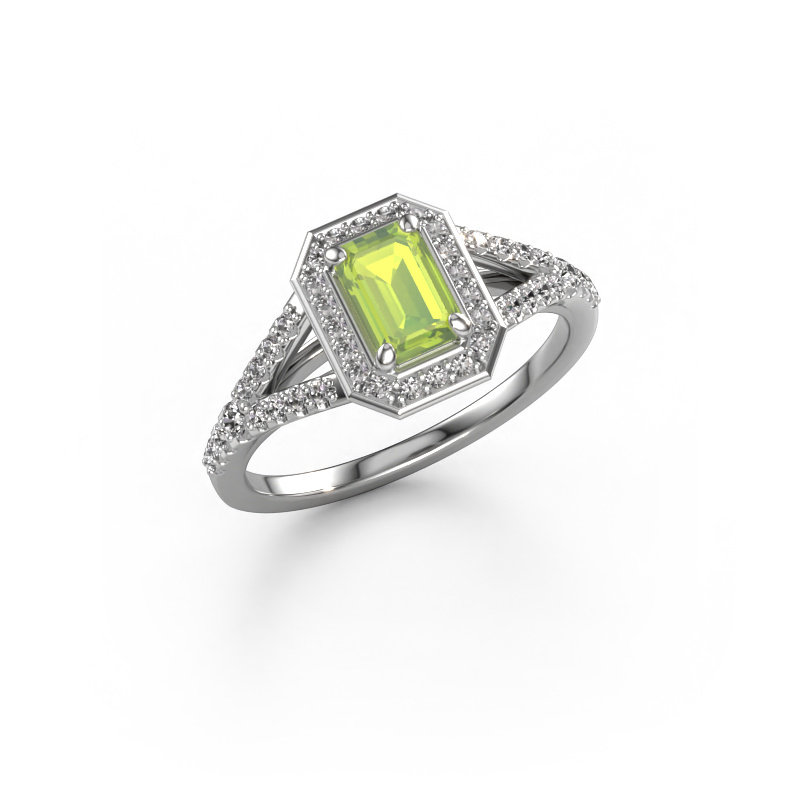 Image of Engagement ring Pamela EME 950 platinum Peridot 6x4 mm