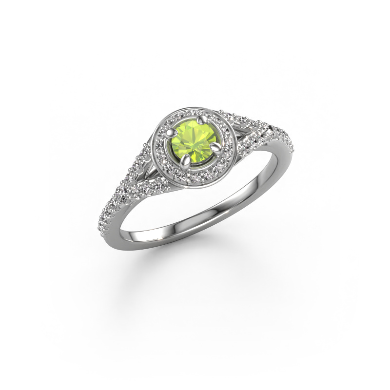 Image of Engagement ring Pamela RND 950 platinum Peridot 4 mm