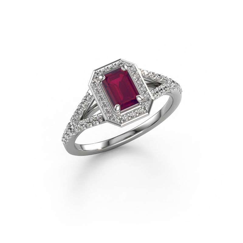 Image of Engagement ring Pamela EME 950 platinum Rhodolite 6x4 mm
