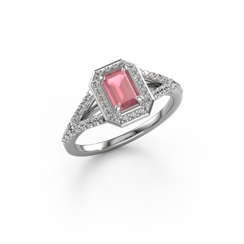 Image of Engagement ring Pamela EME 950 platinum Tourmaline pink 6x4 mm