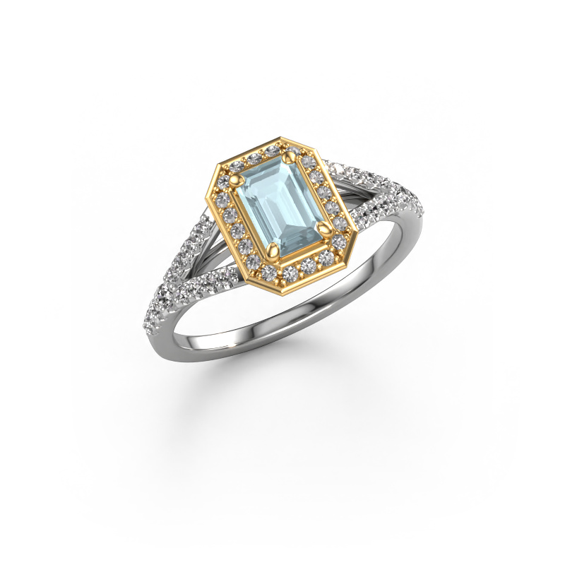 Image of Engagement ring Pamela EME 585 white gold Aquamarine 6x4 mm