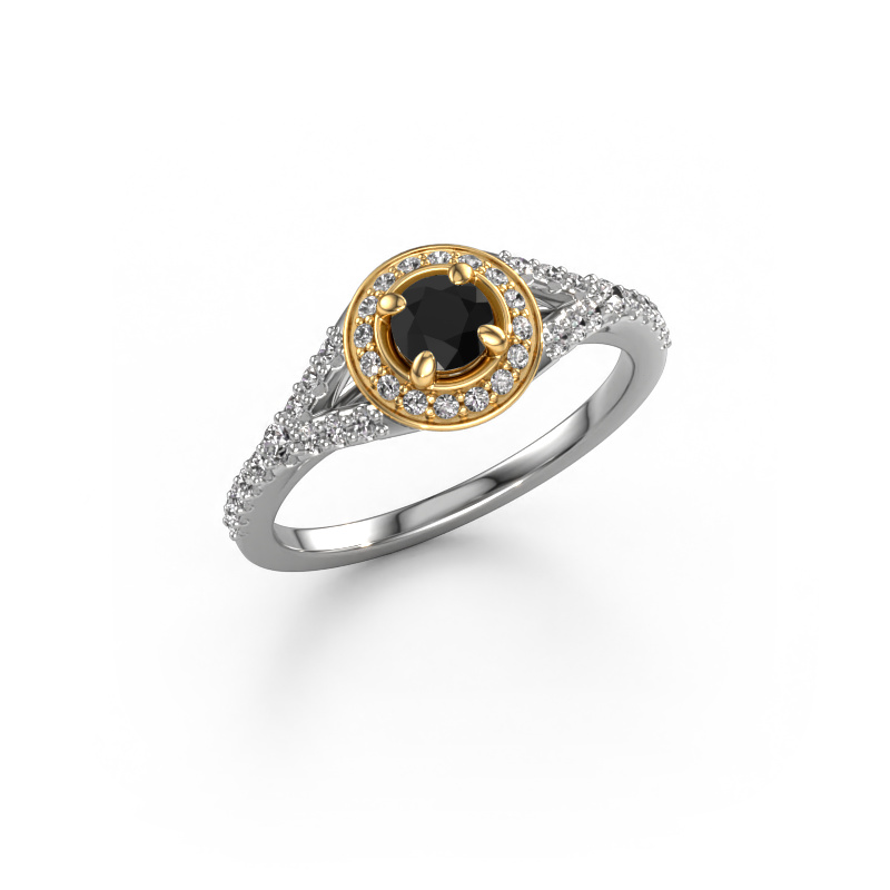 Image de Bague de fiançailles Pamela RND 585 or blanc Diamant noir 0.567 crt