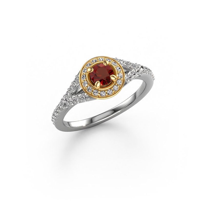 Image de Bague de fiançailles Pamela RND 585 or blanc Grenat 4 mm