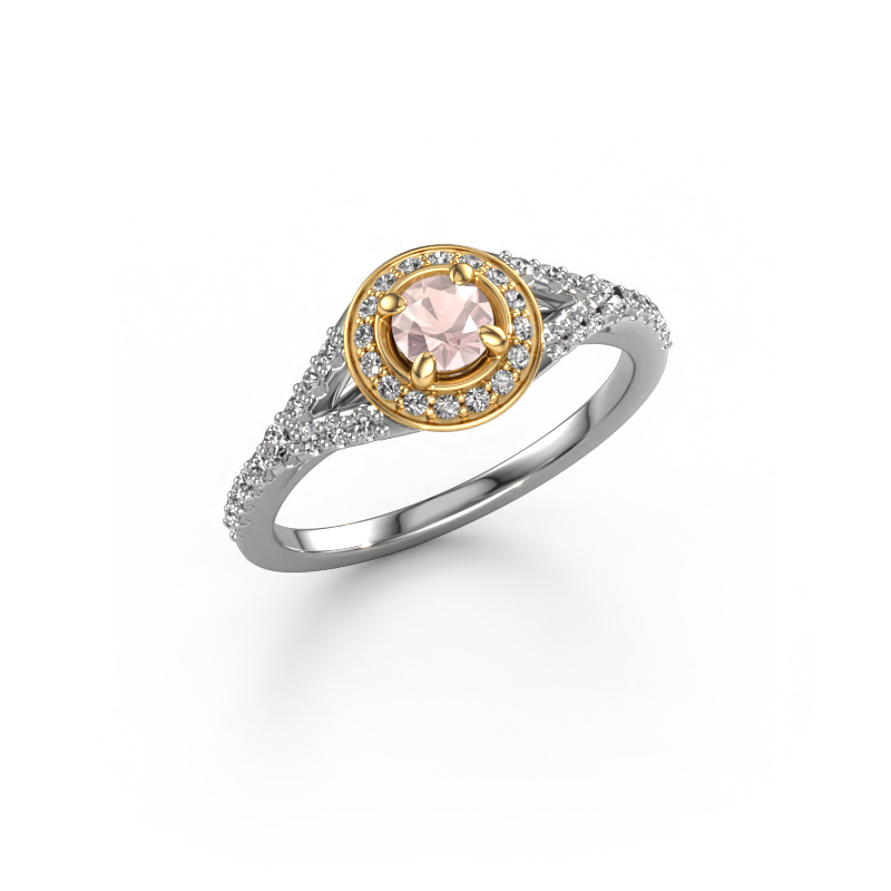 Bild von Verlobungsring Pamela RND 585 Weißgold Morganit Champagner 4 mm