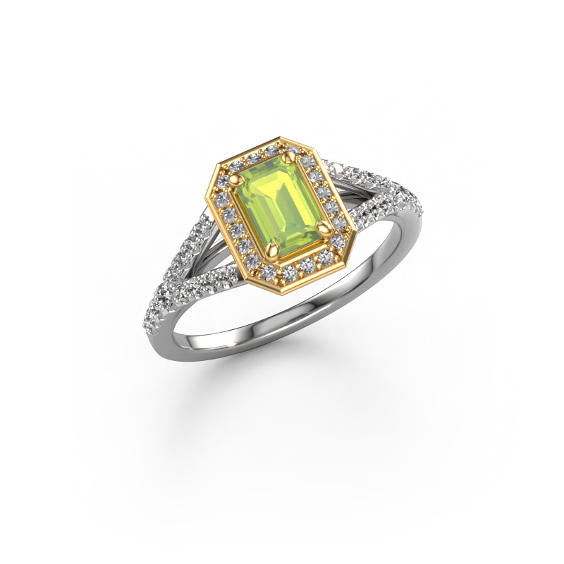 Image of Engagement ring Pamela EME 585 white gold Peridot 6x4 mm