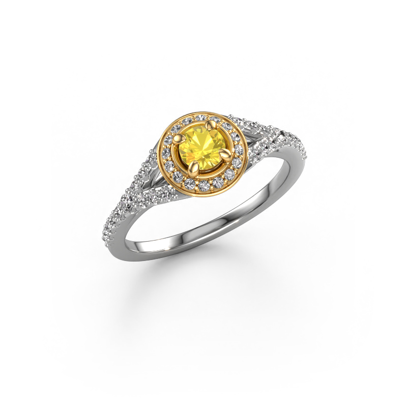 Image of Engagement ring Pamela RND 585 white gold Yellow sapphire 4 mm