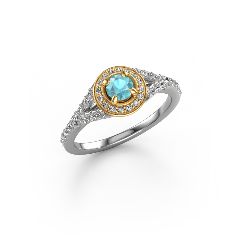 Image of Engagement ring Pamela RND 585 white gold Blue topaz 4 mm
