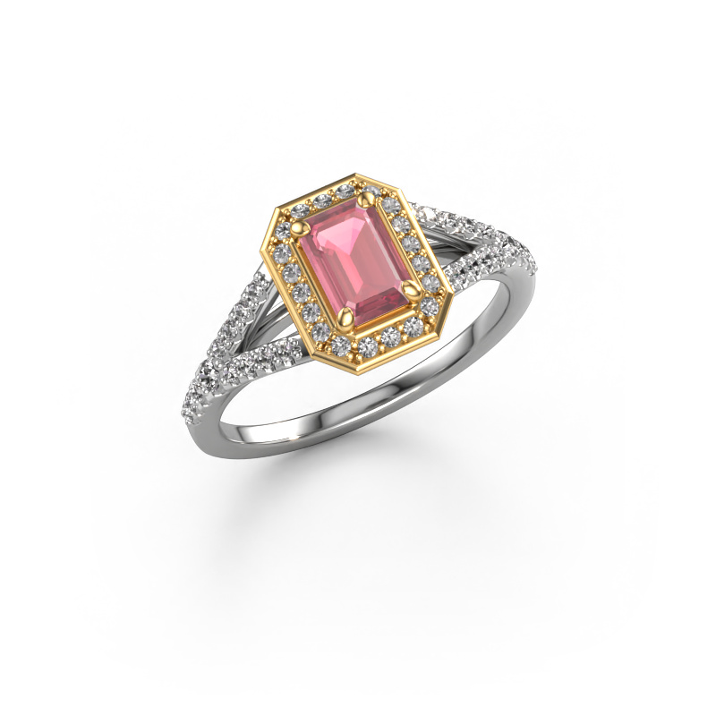 Image of Engagement ring Pamela EME 585 white gold Tourmaline pink 6x4 mm