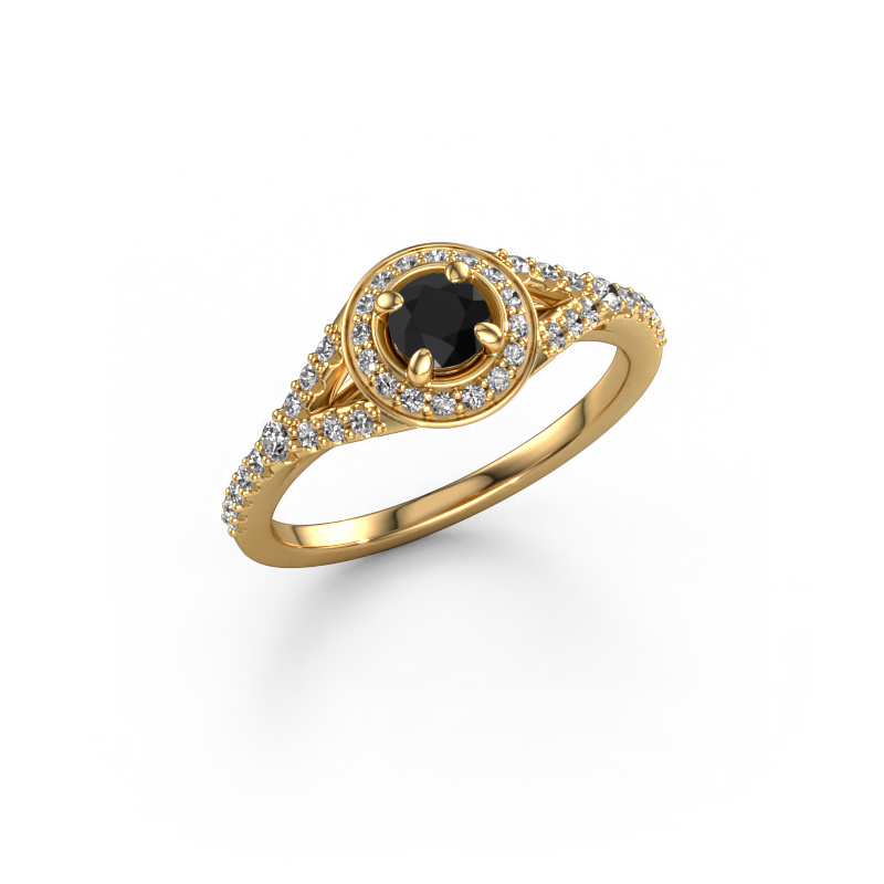 Image de Bague de fiançailles Pamela RND 585 or jaune Diamant noir 0.567 crt