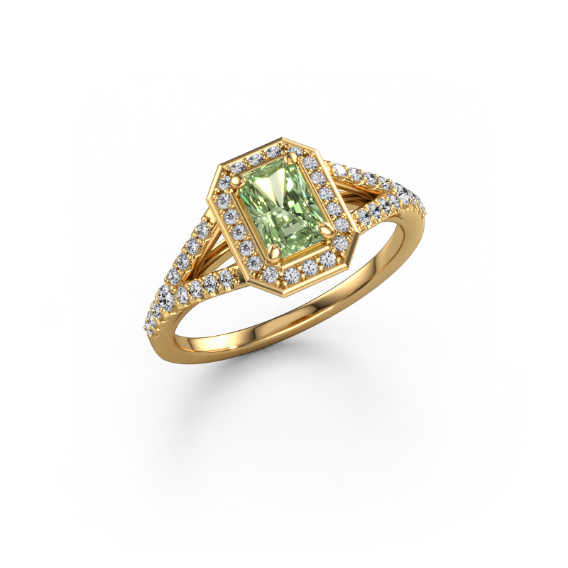 Image de Bague de fiançailles Pamela RAD 585 or jaune Diamants synthétiques vert 6x4 mm