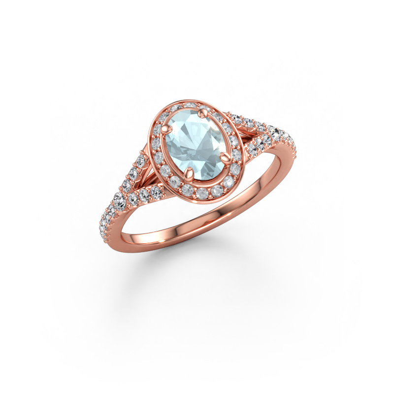 Immagine di Anello di fidanzamento Pamela OVL 585 oro rosa Acquamarina 7x5 mm
