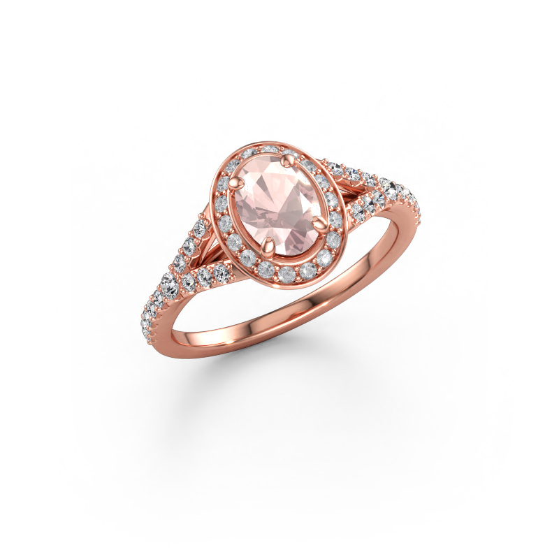 Immagine di Anello di fidanzamento Pamela OVL 585 oro rosa Morganite champagne 7x5 mm