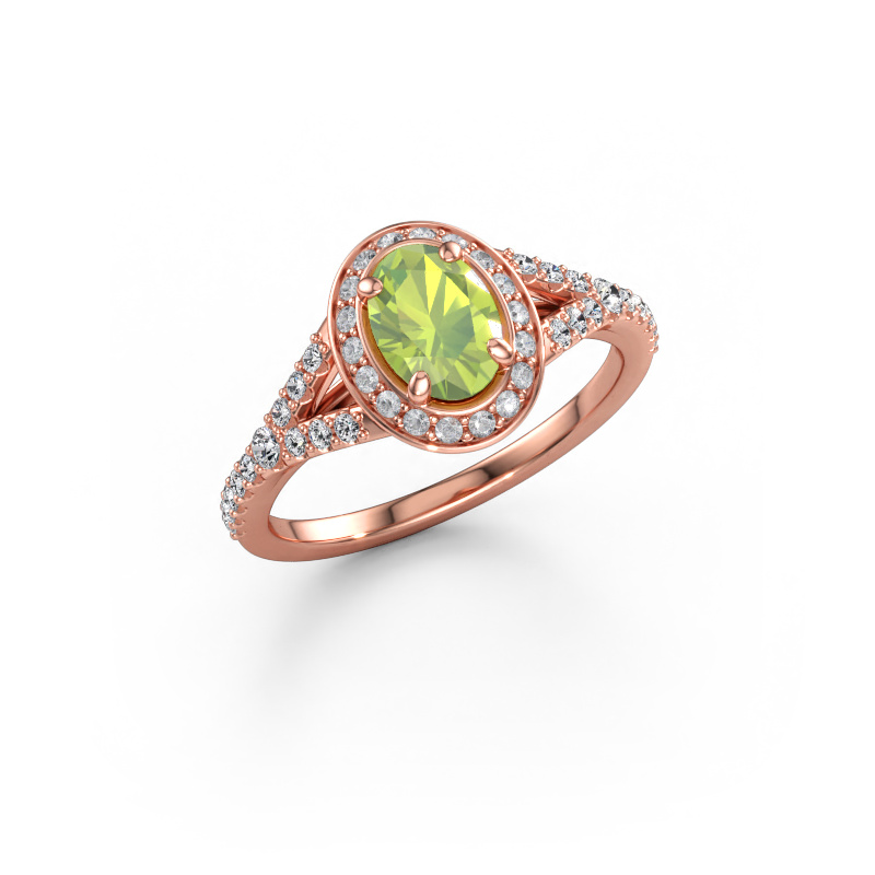 Bild av Förlovningsring Pamela OVL 585 roséguld Peridot 7x5 mm