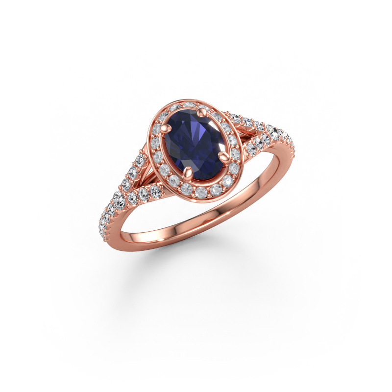 Immagine di Anello di fidanzamento Pamela OVL 585 oro rosa Zaffiro 7x5 mm