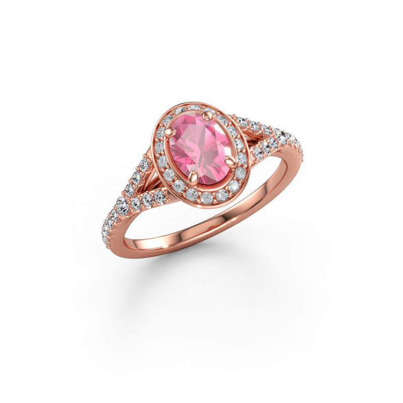Immagine di Anello di fidanzamento Pamela OVL 585 oro rosa Zaffiro rosa 7x5 mm