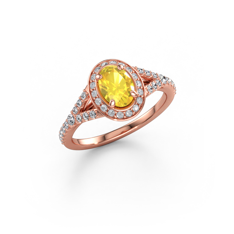 Bild av Förlovningsring Pamela OVL 585 roséguld Gul safir 7x5 mm
