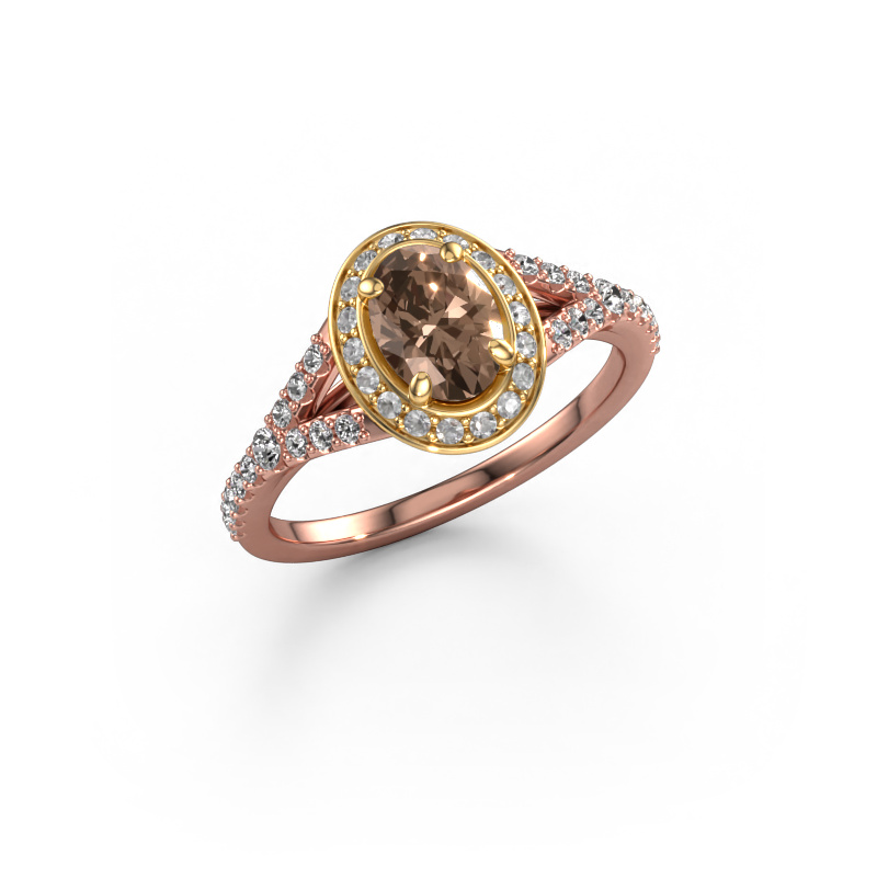 Image of Engagement ring Pamela OVL 585 rose gold Brown diamond 1.036 crt