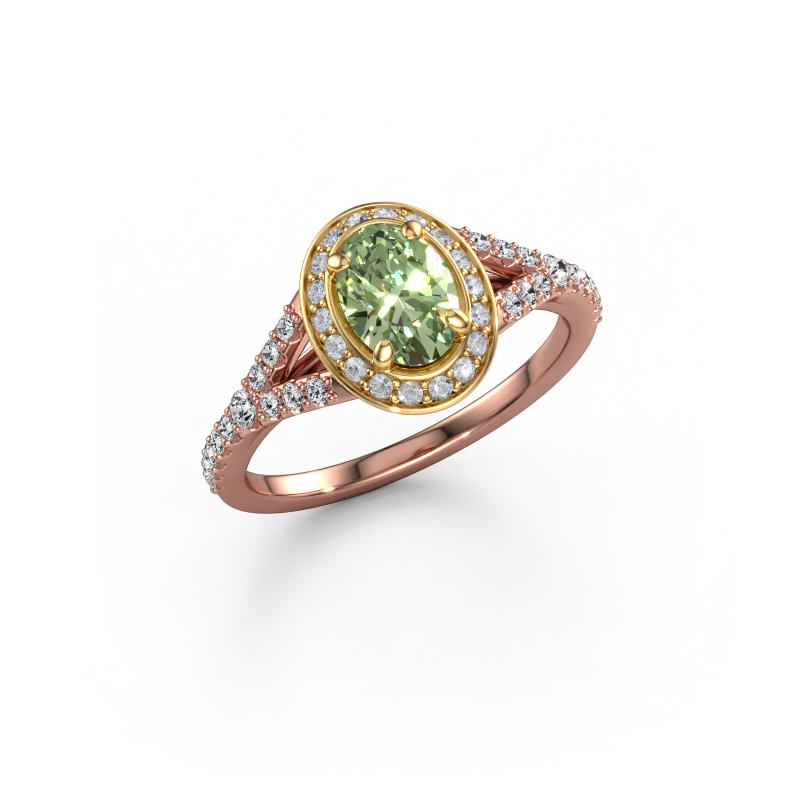 Bild von Verlobungsring Pamela OVL 585 Roségold Grüner Labor-Diamant 7x5 mm