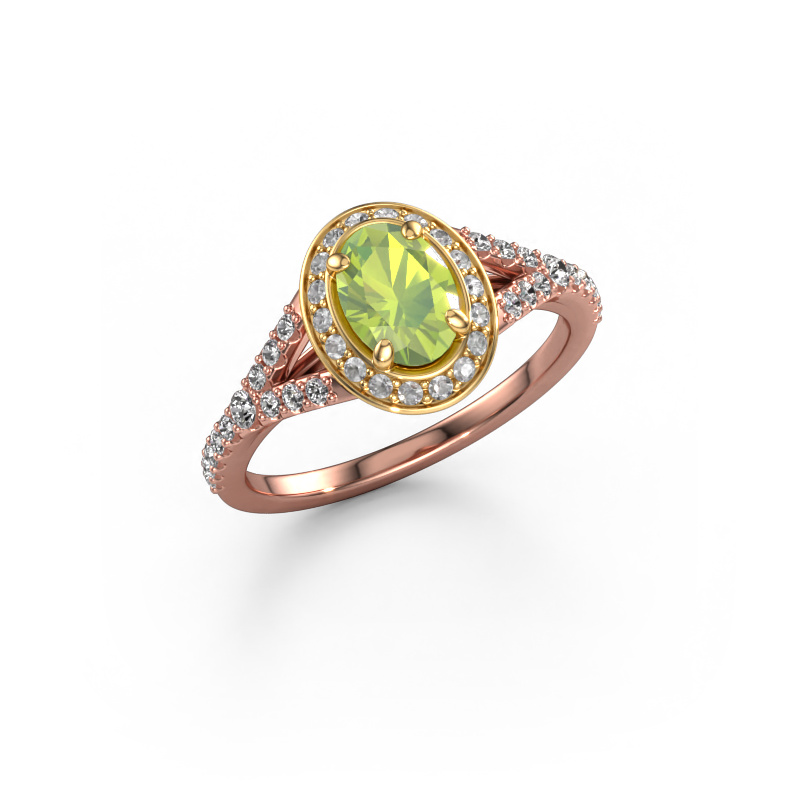 Bild von Verlobungsring Pamela OVL 585 Roségold Peridot 7x5 mm