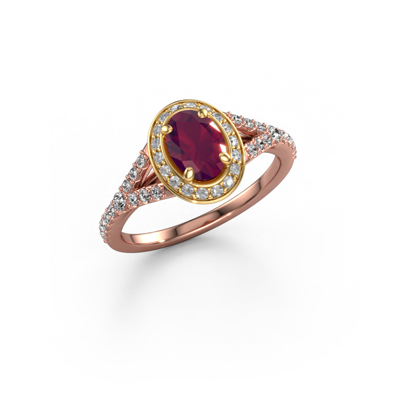 Bild von Verlobungsring Pamela OVL 585 Roségold Rhodolit 7x5 mm