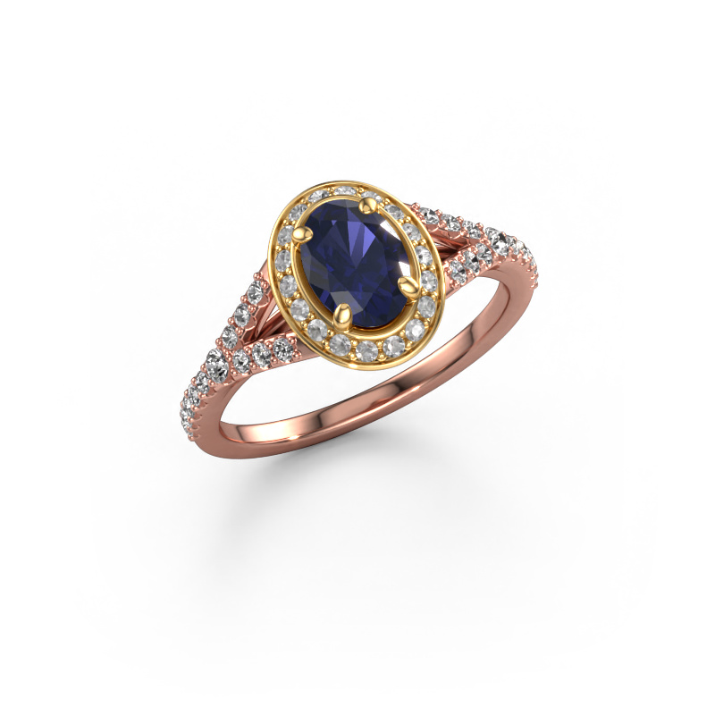 Image of Engagement ring Pamela OVL 585 rose gold Sapphire 7x5 mm