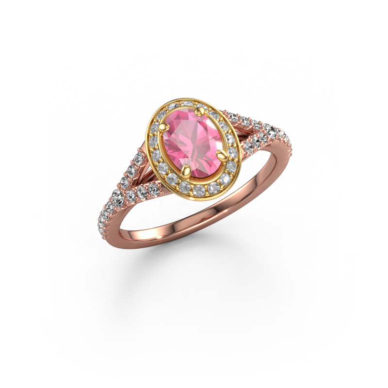 Image de Bague de fiançailles Pamela OVL 585 or rose Saphir rose 7x5 mm