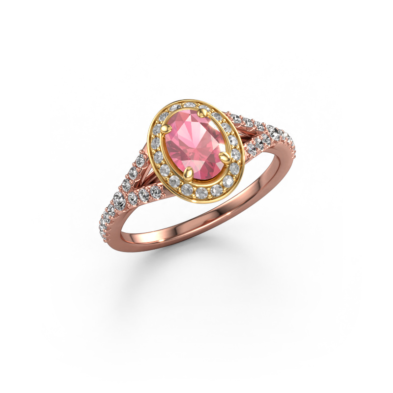 Image of Engagement ring Pamela OVL 585 rose gold Tourmaline pink 7x5 mm