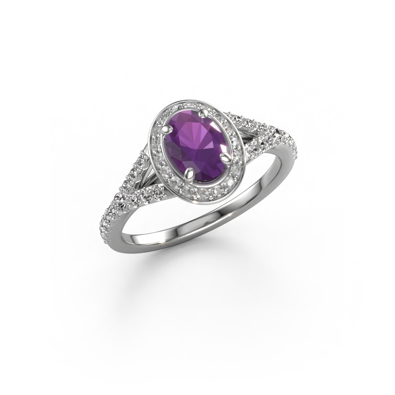 Image of Engagement ring Pamela OVL 950 platinum Amethyst 7x5 mm