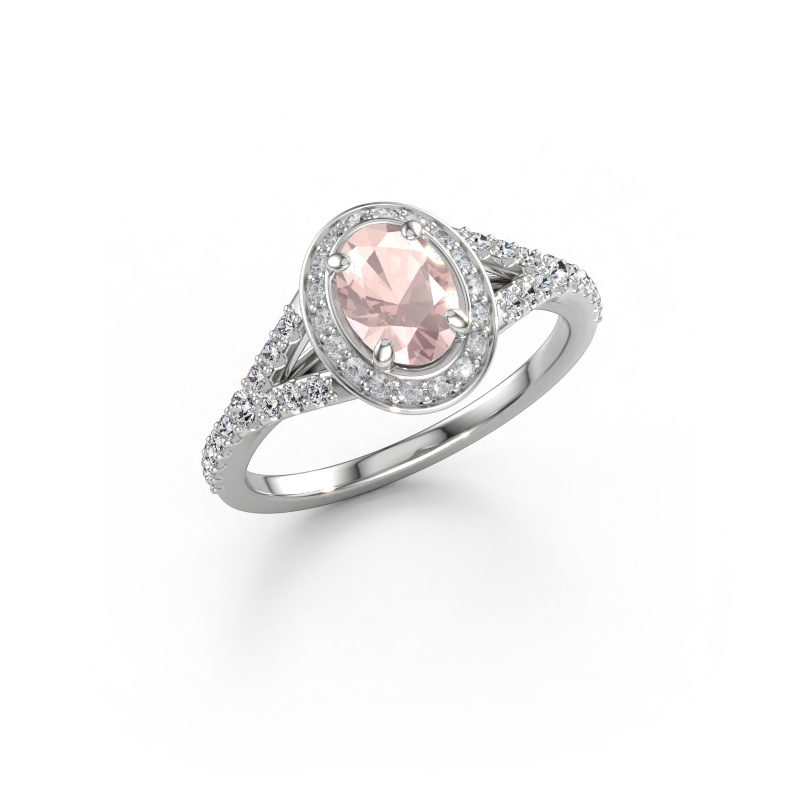 Immagine di Anello di fidanzamento Pamela OVL 585 oro bianco Morganite champagne 7x5 mm