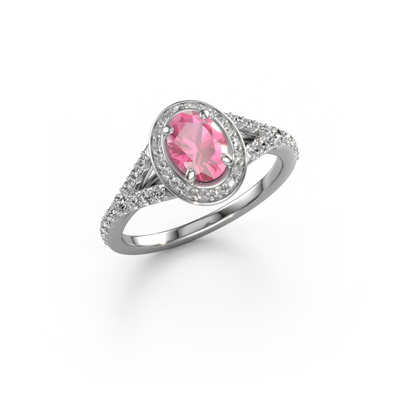 Image of Engagement ring Pamela OVL 950 platinum Pink sapphire 7x5 mm