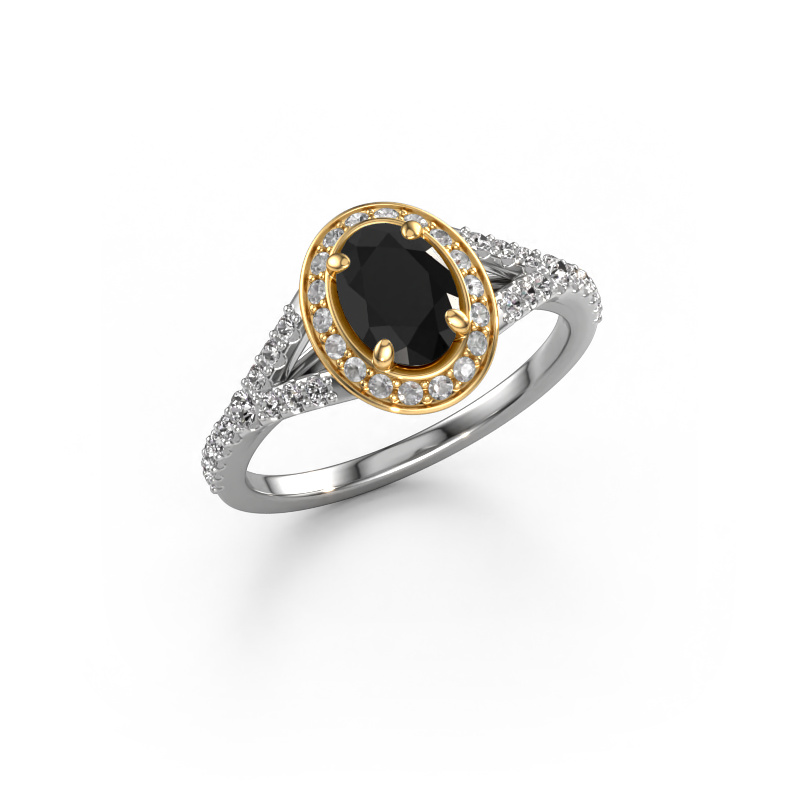 Image de Bague de fiançailles Pamela OVL 585 or blanc Diamant noir 1.386 crt