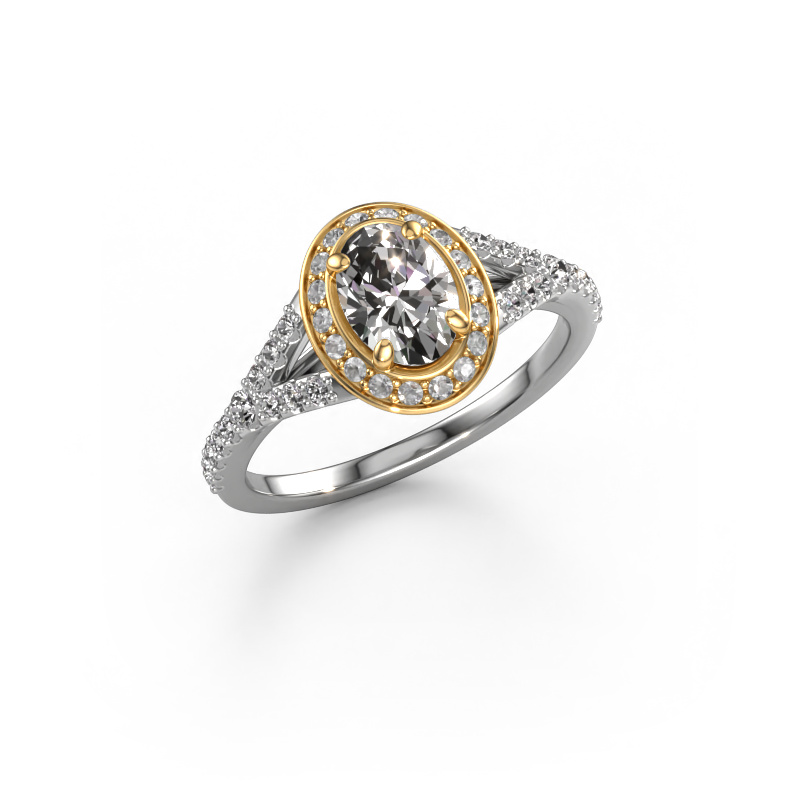 Bild von Verlobungsring Pamela OVL 585 Weißgold Custom diamant 7x5 mm