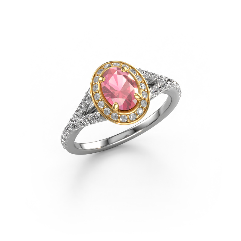 Image of Engagement ring Pamela OVL 585 white gold Tourmaline pink 7x5 mm