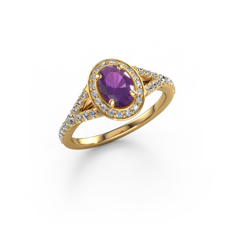 Image of Engagement ring Pamela OVL 585 gold Amethyst 7x5 mm