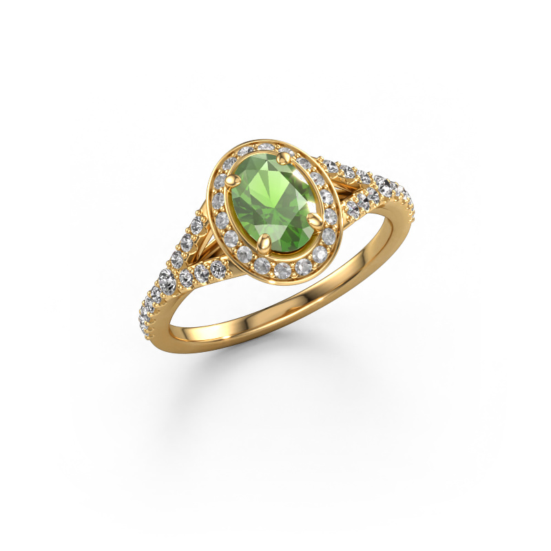 Image de Bague de fiançailles Pamela OVL 585 or jaune Vert tourmaline 7x5 mm