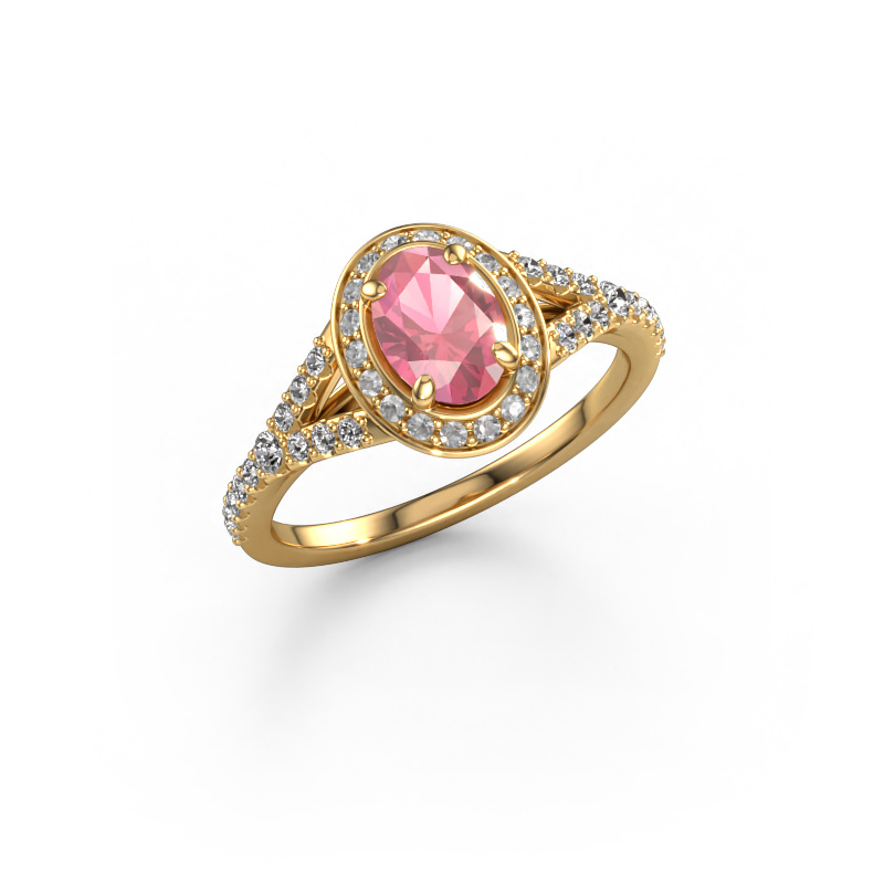 Image of Engagement ring Pamela OVL 585 gold Tourmaline pink 7x5 mm