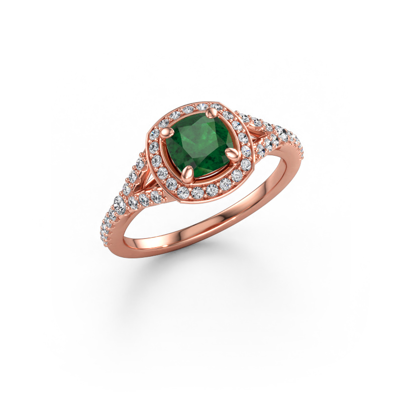 Immagine di Anello di fidanzamento Pamela CUS 585 oro rosa Smeraldo 5.5 mm