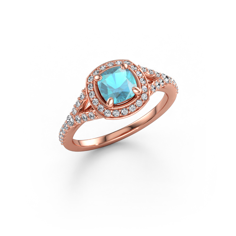 Immagine di Anello di fidanzamento Pamela CUS 585 oro rosa Topazio blu 5.5 mm