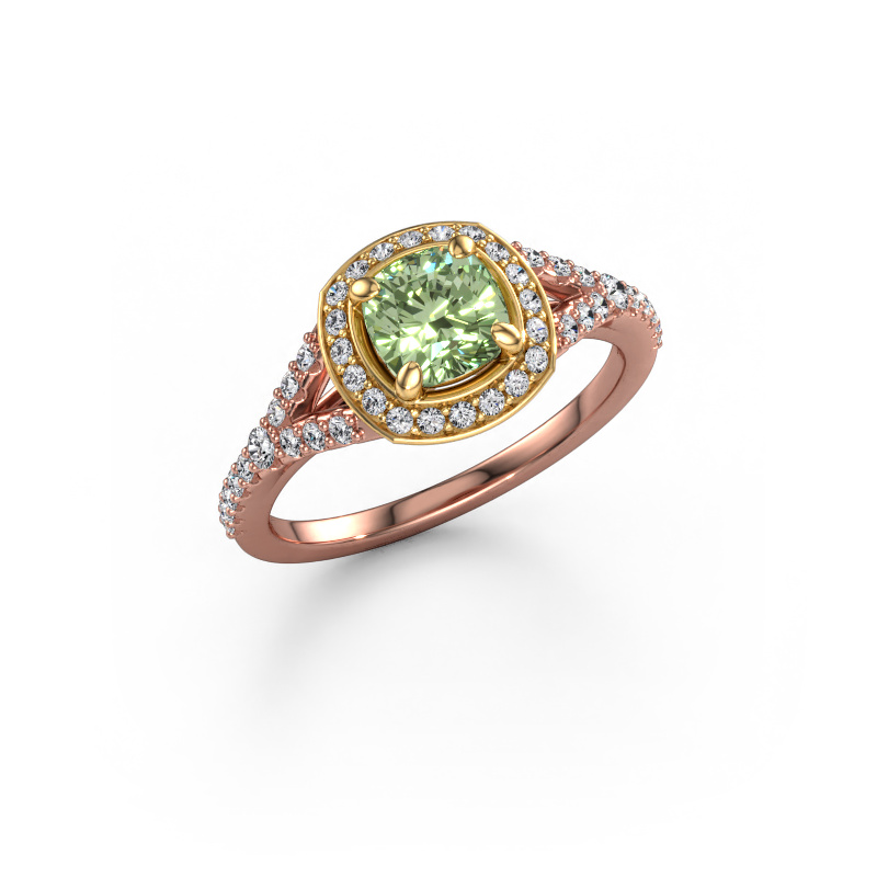 Image de Bague de fiançailles Pamela CUS 585 or rose Diamants synthétiques vert 5.5 mm