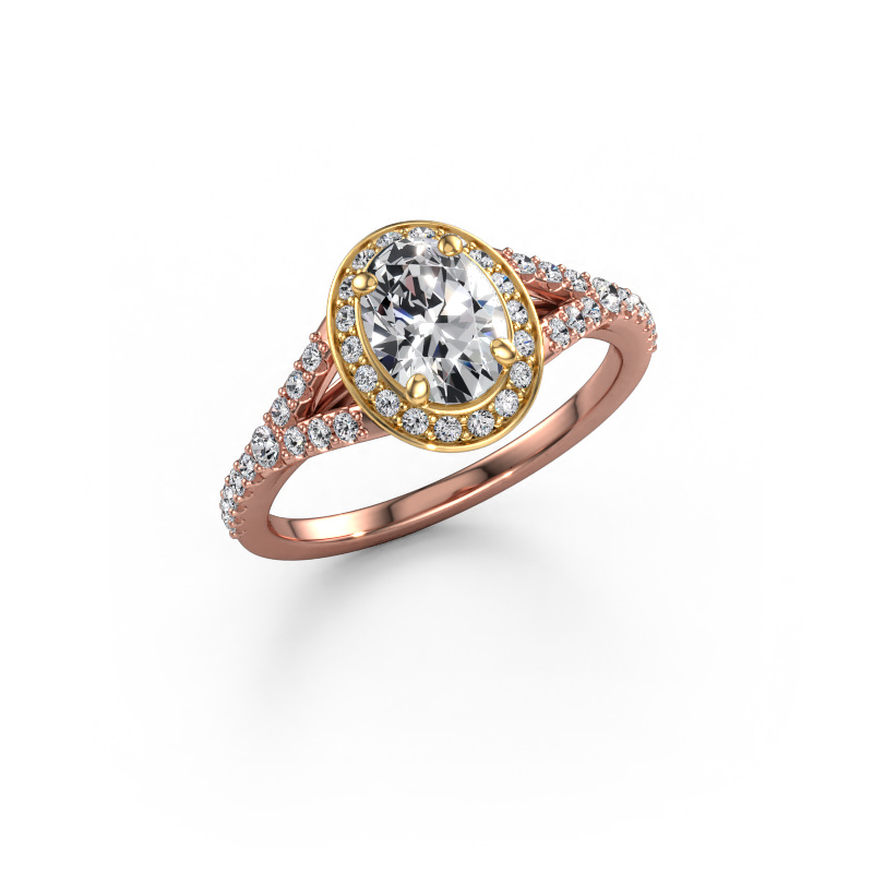 Afbeelding van Belofte ring Pamela OVL 585 rosé goud Diamant 1.136 crt